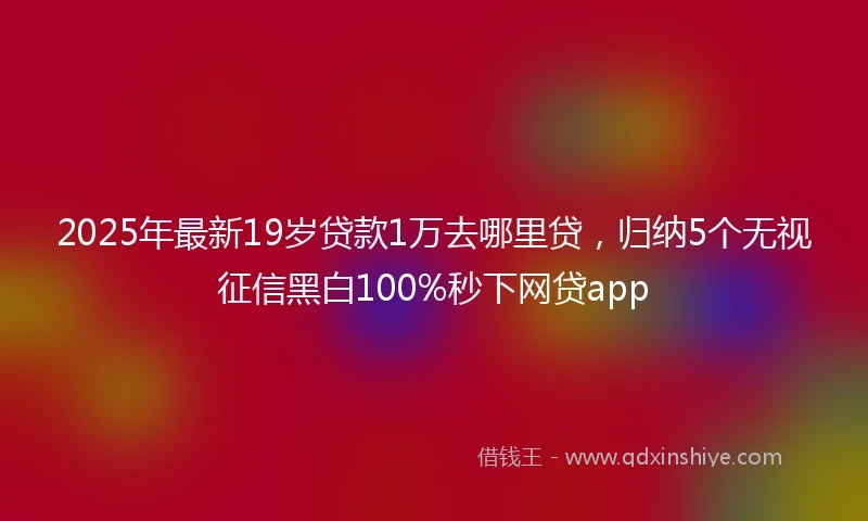 2025年最新19岁贷款1万去哪里贷，归纳5个无视征信黑白100%秒下网贷app