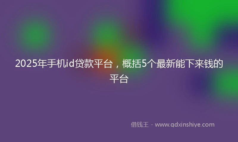 2025年手机id贷款平台，概括5个最新能下来钱的平台