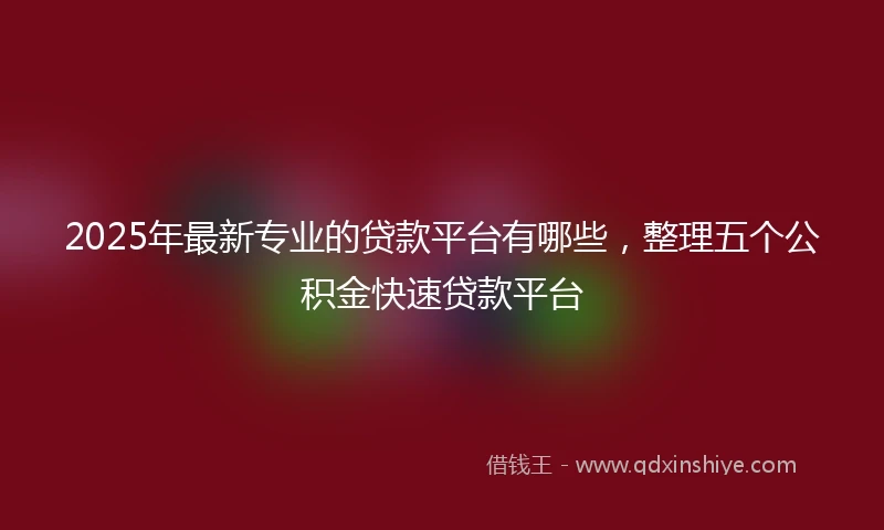2025年最新专业的贷款平台有哪些，整理五个公积金快速贷款平台