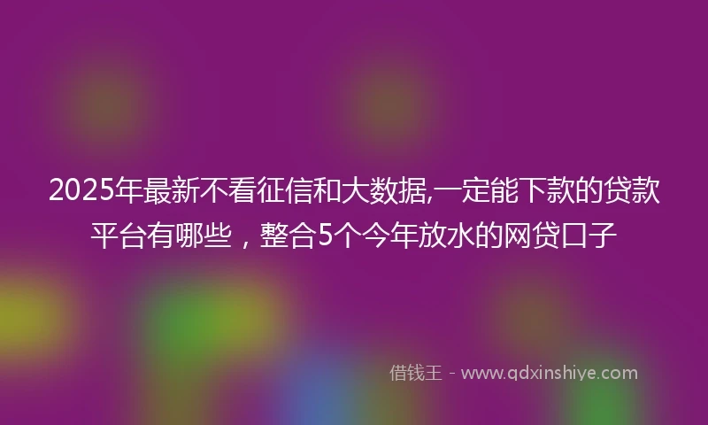 2025年最新不看征信和大数据,一定能下款的贷款平台有哪些，整合5个今年放水的网贷口子