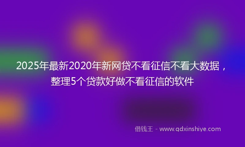 2025年最新2020年新网贷不看征信不看大数据，整理5个贷款好做不看征信的软件