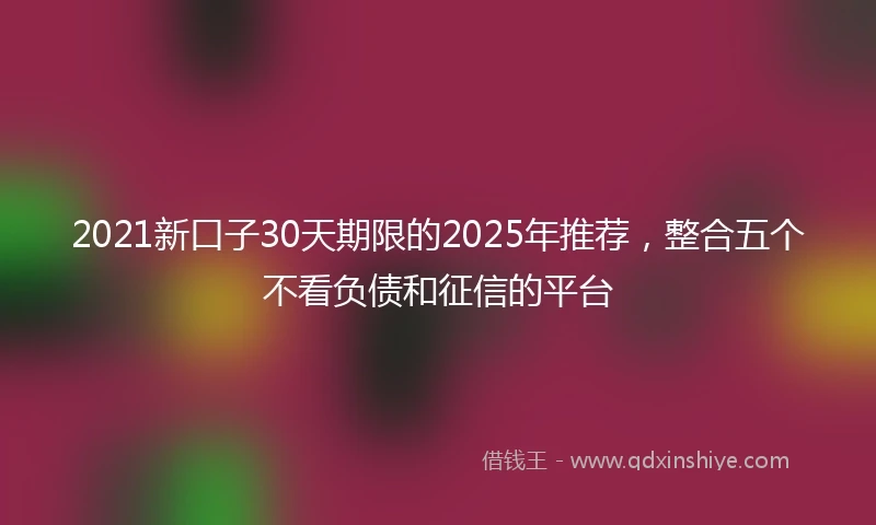 2021新口子30天期限的2025年推荐，整合五个不看负债和征信的平台
