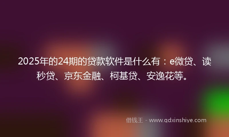 2025年的24期的贷款软件是什么有：e微贷、读秒贷、京东金融、柯基贷、安逸花等。