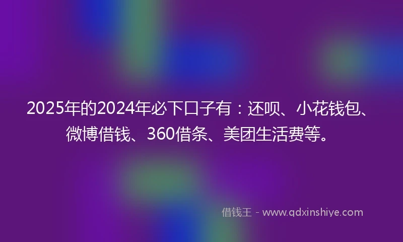 2025年的2024年必下口子有：还呗、小花钱包、微博借钱、360借条、美团生活费等。