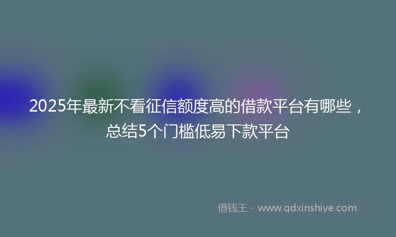 2025年最新不看征信额度高的借款平台有哪些，总结5个门槛低易下款平台