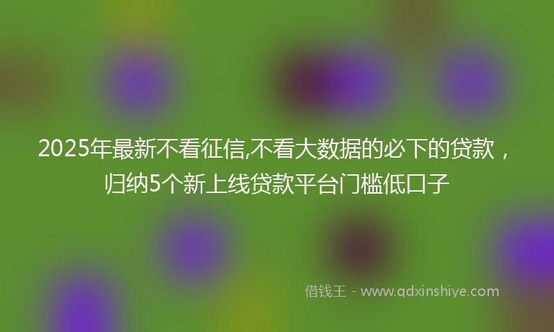 2025年最新不看征信,不看大数据的必下的贷款，归纳5个新上线贷款平台门槛低口子