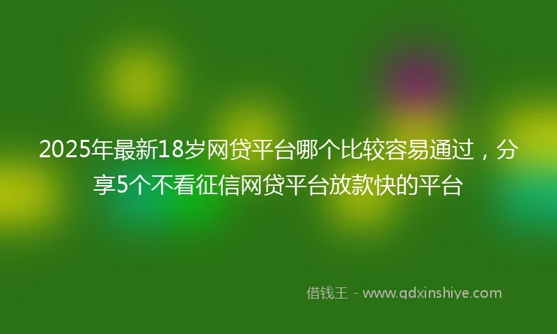 2025年最新18岁网贷平台哪个比较容易通过，分享5个不看征信网贷平台放款快的平台