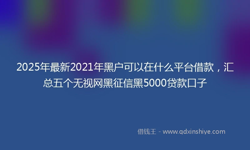 2025年最新2021年黑户可以在什么平台借款，汇总五个无视网黑征信黑5000贷款口子