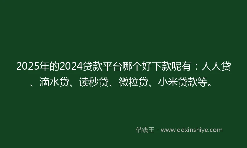 2025年的2024贷款平台哪个好下款呢有：人人贷、滴水贷、读秒贷、微粒贷、小米贷款等。