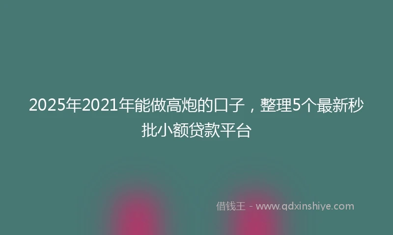 2025年2021年能做高炮的口子，整理5个最新秒批小额贷款平台