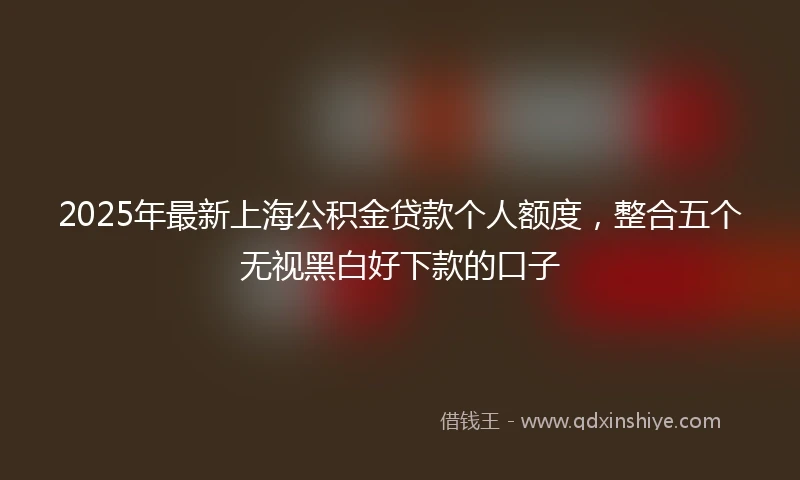 2025年最新上海公积金贷款个人额度，整合五个无视黑白好下款的口子