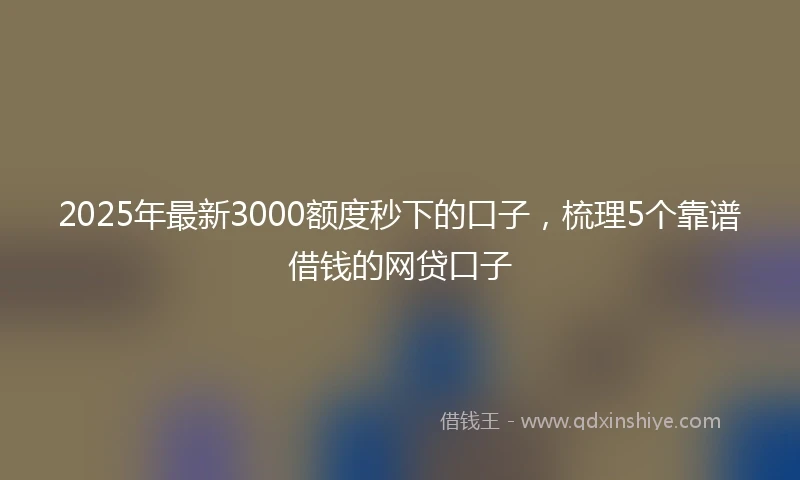 2025年最新3000额度秒下的口子，梳理5个靠谱借钱的网贷口子