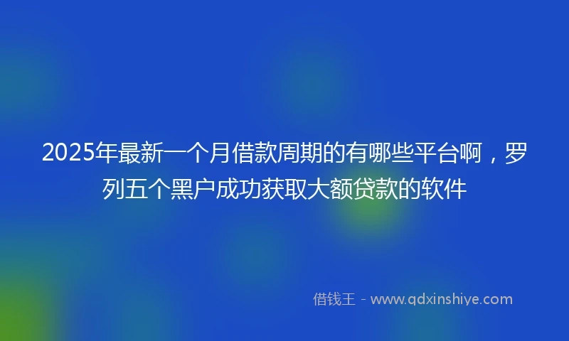2025年最新一个月借款周期的有哪些平台啊，罗列五个黑户成功获取大额贷款的软件