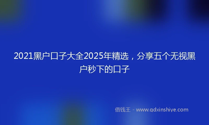 2021黑户口子大全2025年精选，分享五个无视黑户秒下的口子