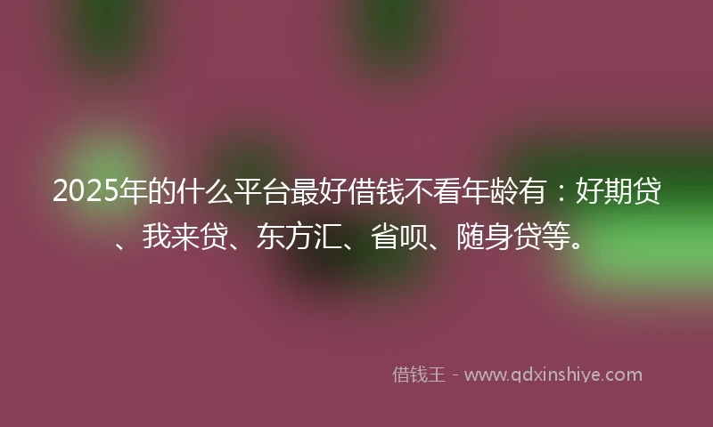 2025年的什么平台最好借钱不看年龄有：好期贷、我来贷、东方汇、省呗、随身贷等。