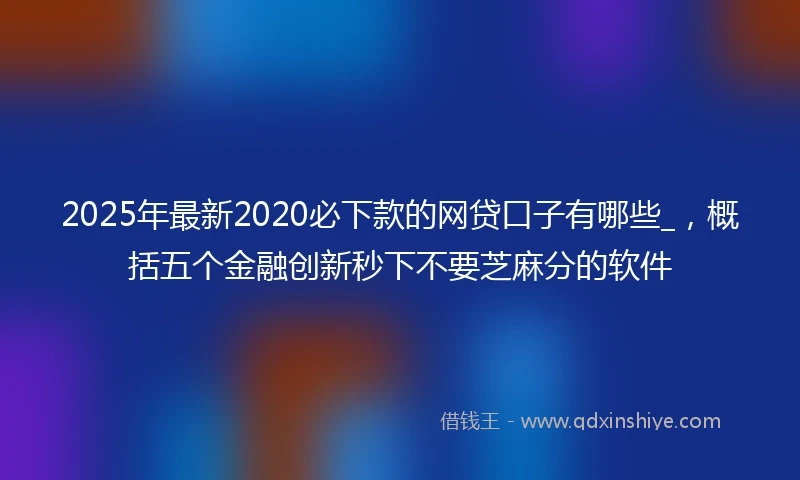 2025年最新2020必下款的网贷口子有哪些_，概括五个金融创新秒下不要芝麻分的软件