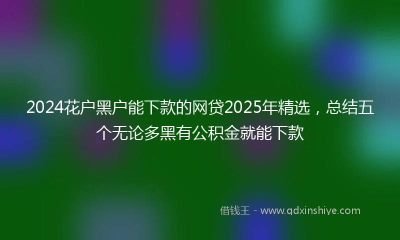 2024花户黑户能下款的网贷2025年精选，总结五个无论多黑有公积金就能下款