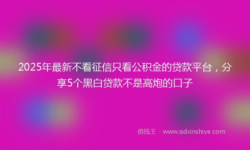 2025年最新不看征信只看公积金的贷款平台，分享5个黑白贷款不是高炮的口子