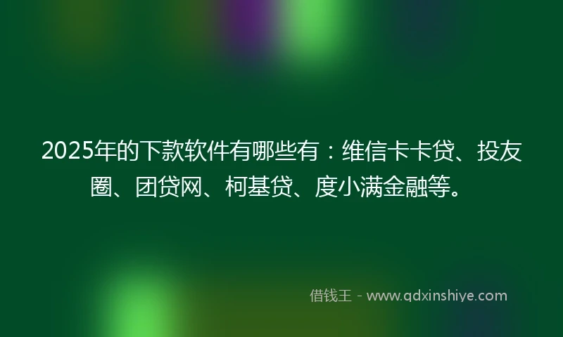 2025年的下款软件有哪些有：维信卡卡贷、投友圈、团贷网、柯基贷、度小满金融等。
