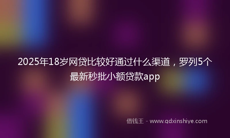 2025年18岁网贷比较好通过什么渠道，罗列5个最新秒批小额贷款app