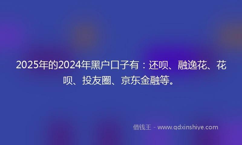 2025年的2024年黑户口子有：还呗、融逸花、花呗、投友圈、京东金融等。