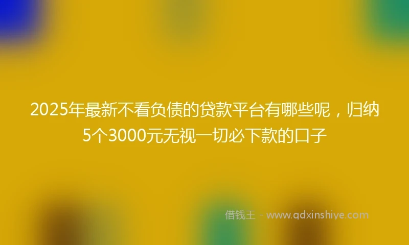 2025年最新不看负债的贷款平台有哪些呢，归纳5个3000元无视一切必下款的口子