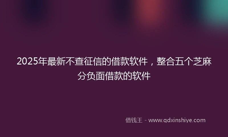 2025年最新不查征信的借款软件，整合五个芝麻分负面借款的软件
