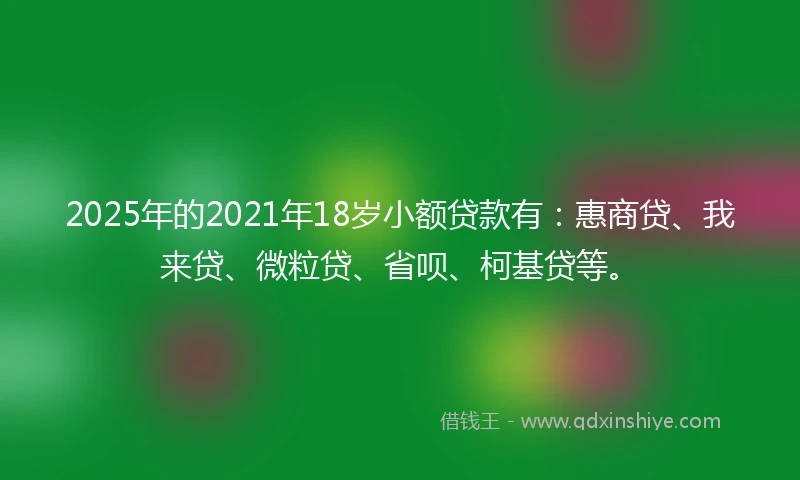2025年的2021年18岁小额贷款有:惠商贷、我来贷、微粒贷、省呗、柯基贷等。