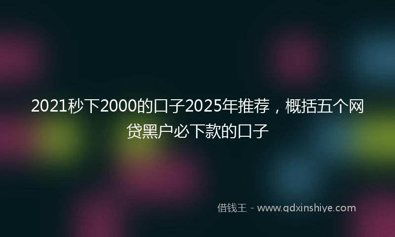 2021秒下2000的口子2025年推荐，概括五个网贷黑户必下款的口子