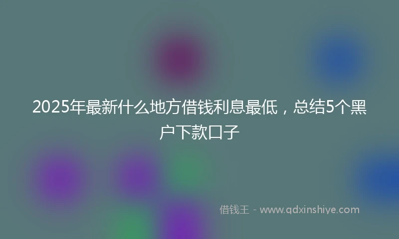 2025年最新什么地方借钱利息最低，总结5个黑户下款口子