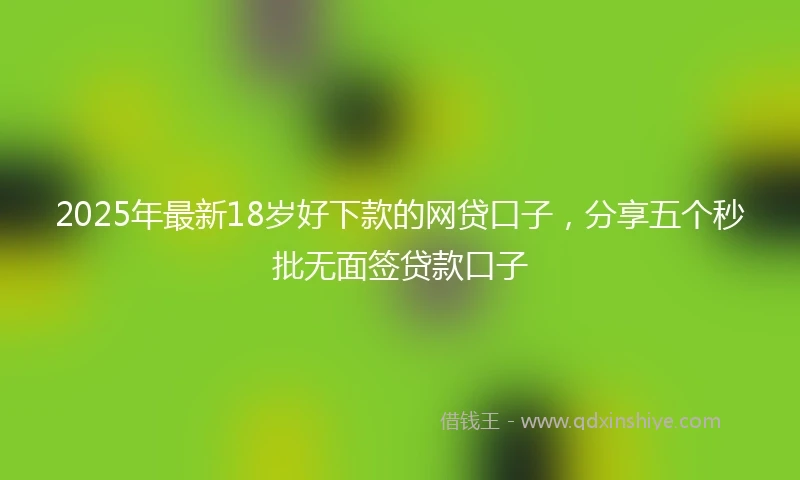 2025年最新18岁好下款的网贷口子，分享五个秒批无面签贷款口子