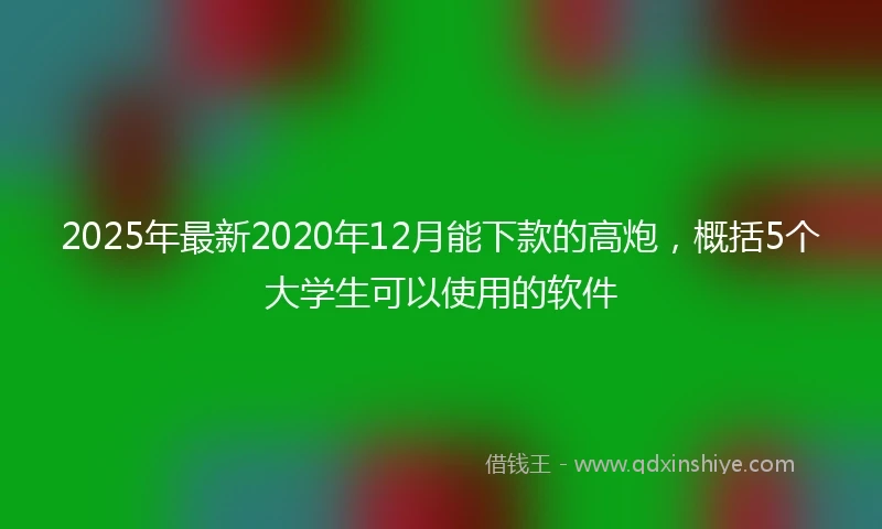 2025年最新2020年12月能下款的高炮，概括5个大学生可以使用的软件