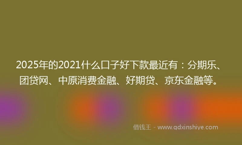 2025年的2021什么口子好下款最近有：分期乐、团贷网、中原消费金融、好期贷、京东金融等。