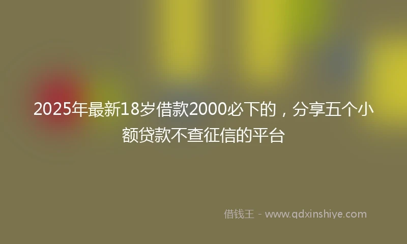2025年最新18岁借款2000必下的，分享五个小额贷款不查征信的平台