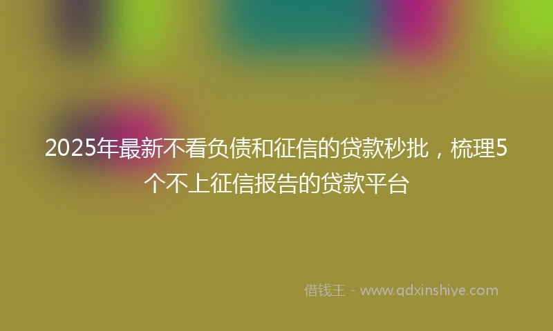 2025年最新不看负债和征信的贷款秒批，梳理5个不上征信报告的贷款平台
