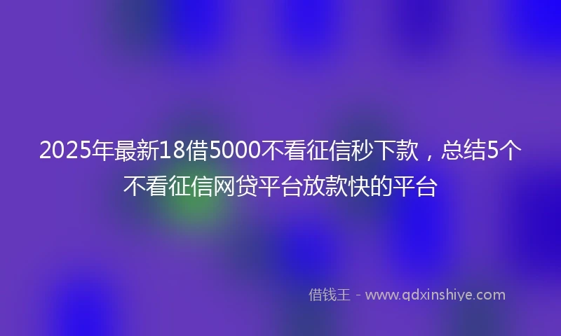 2025年最新18借5000不看征信秒下款，总结5个不看征信网贷平台放款快的平台