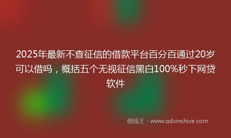 2025年最新不查征信的借款平台百分百通过20岁可以借吗，概括五个无视征信黑白100%秒下网贷软件