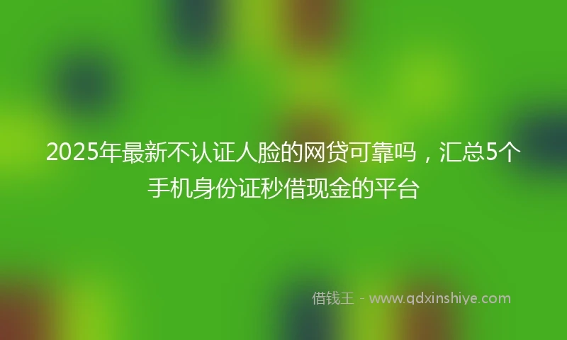 2025年最新不认证人脸的网贷可靠吗，汇总5个手机身份证秒借现金的平台