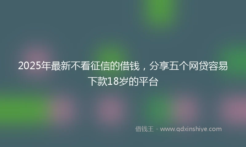 2025年最新不看征信的借钱，分享五个网贷容易下款18岁的平台