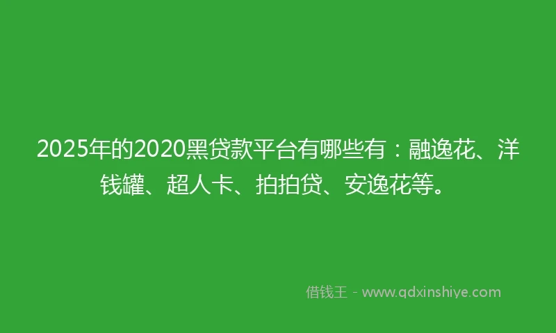 2025年的2020黑贷款平台有哪些有：融逸花、洋钱罐、超人卡、拍拍贷、安逸花等。