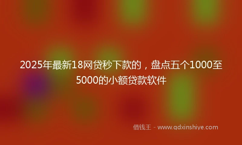 2025年最新18网贷秒下款的，盘点五个1000至5000的小额贷款软件