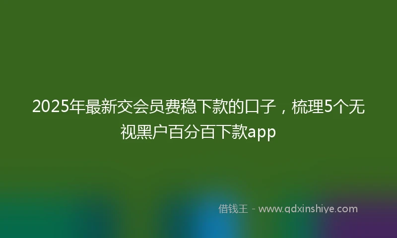 2025年最新交会员费稳下款的口子，梳理5个无视黑户百分百下款app