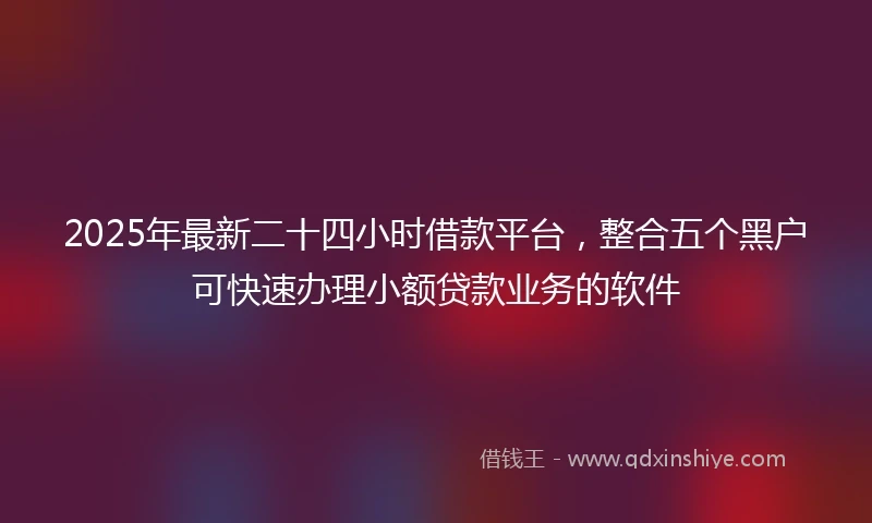 2025年最新二十四小时借款平台，整合五个黑户可快速办理小额贷款业务的软件