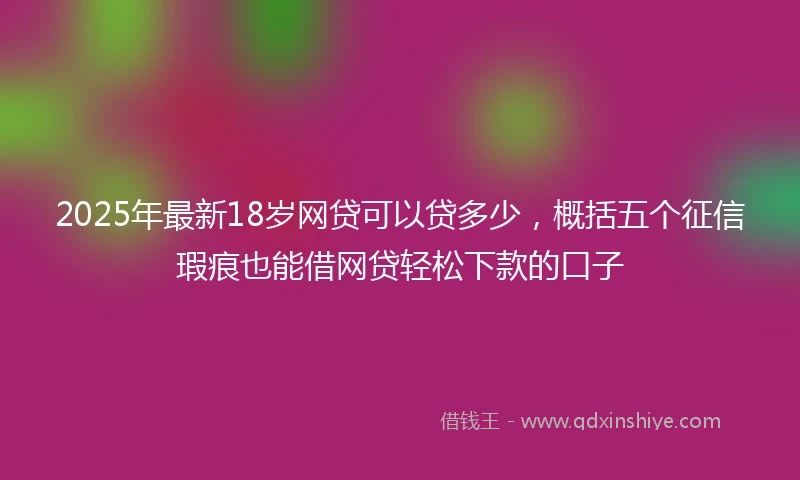 2025年最新18岁网贷可以贷多少，概括五个征信瑕疵也能借网贷轻松下款的口子