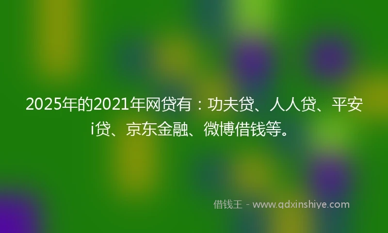 2025年的2021年网贷有：功夫贷、人人贷、平安i贷、京东金融、微博借钱等。