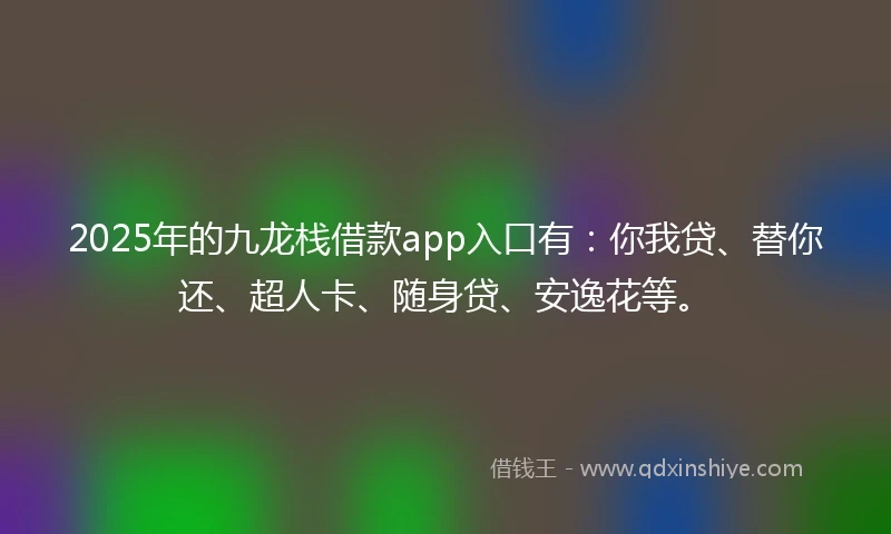 2025年的九龙栈借款app入口有：你我贷、替你还、超人卡、随身贷、安逸花等。