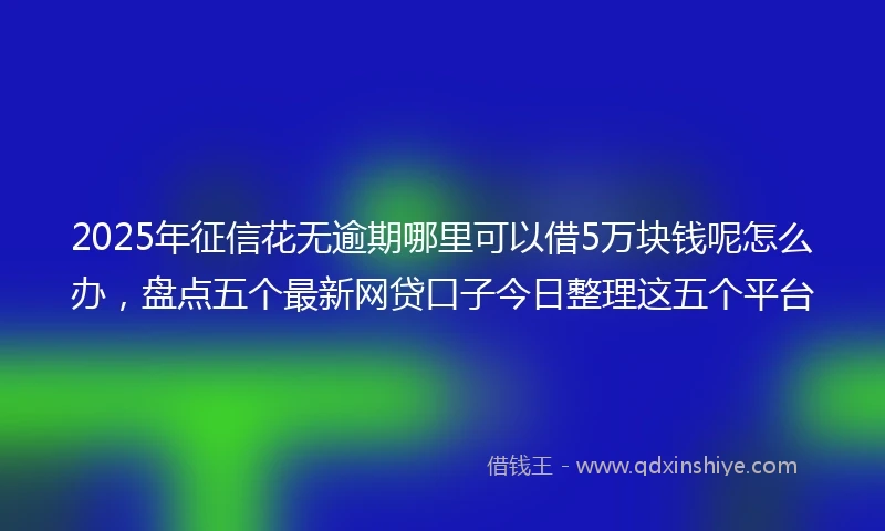 2025年征信花无逾期哪里可以借5万块钱呢怎么办，盘点五个最新网贷口子今日整理这五个平台