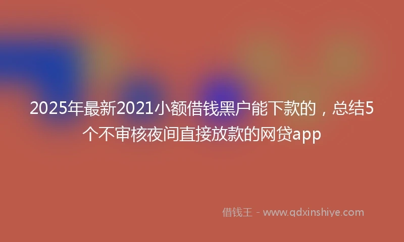2025年最新2021小额借钱黑户能下款的，总结5个不审核夜间直接放款的网贷app