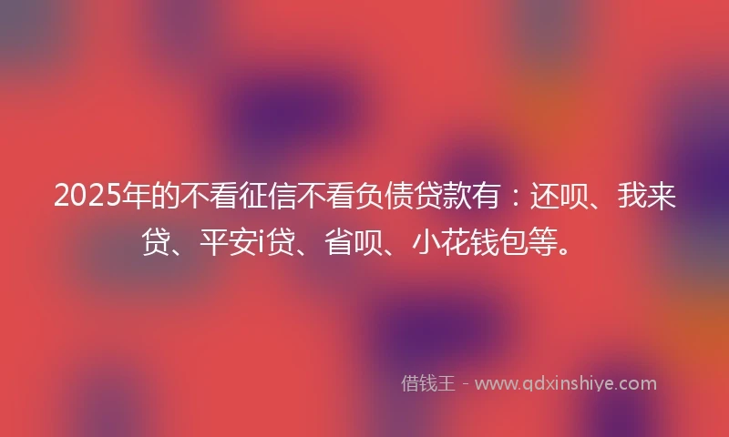 2025年的不看征信不看负债贷款有：还呗、我来贷、平安i贷、省呗、小花钱包等。