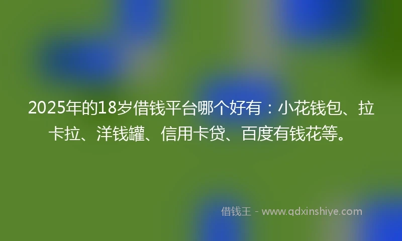 2025年的18岁借钱平台哪个好有：小花钱包、拉卡拉、洋钱罐、信用卡贷、百度有钱花等。